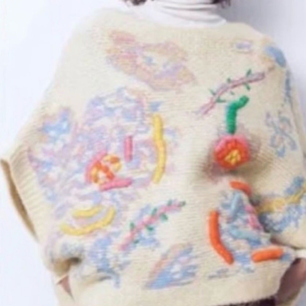 NWT Zara floral embroidered ponco